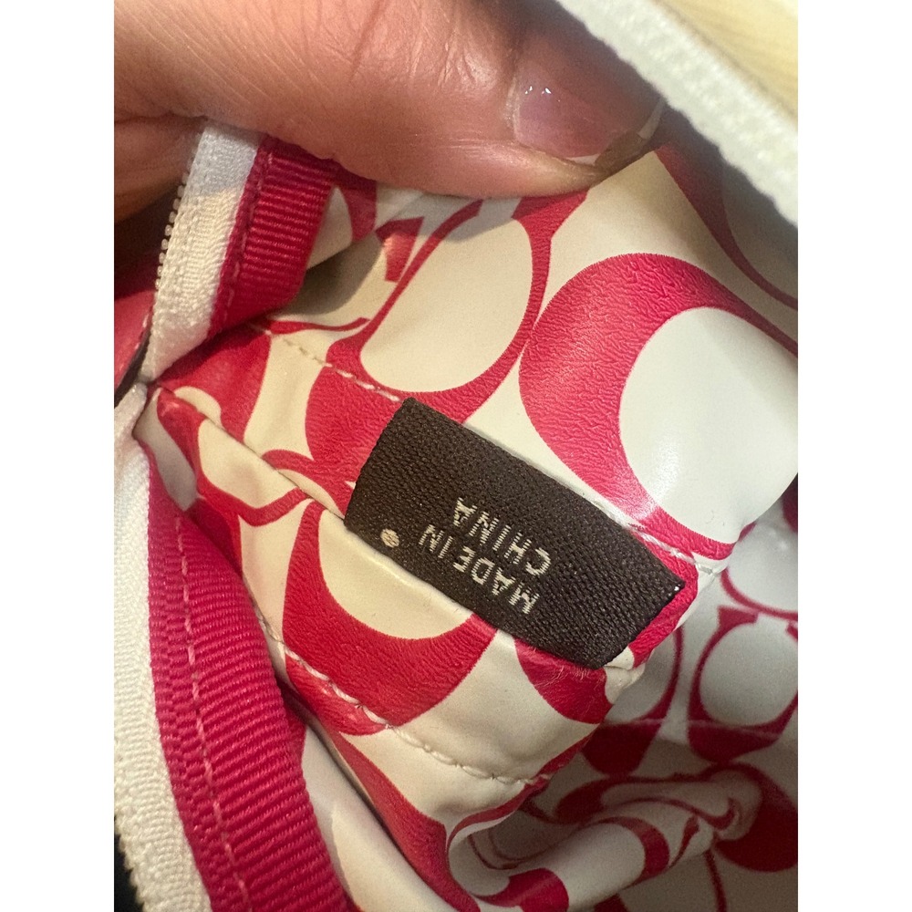 Coach Cosmetic Bag Ivory Pink Nylon Makeup Pouch Travel Case Y2K - Picture 5 of 8